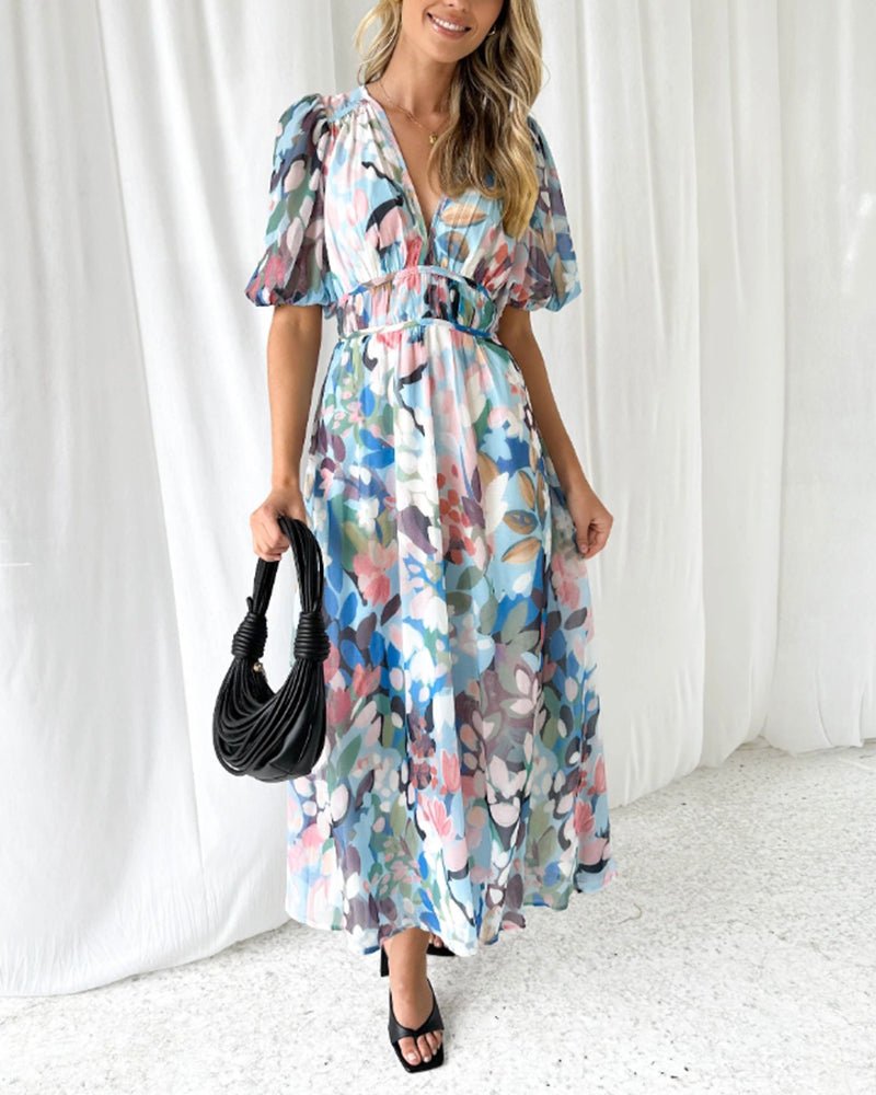Carolina | Exquisite Floral V-Neck Dress