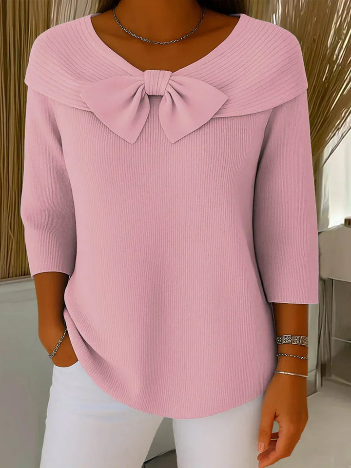 The Lacey- Feminine Bow Knit Pullover