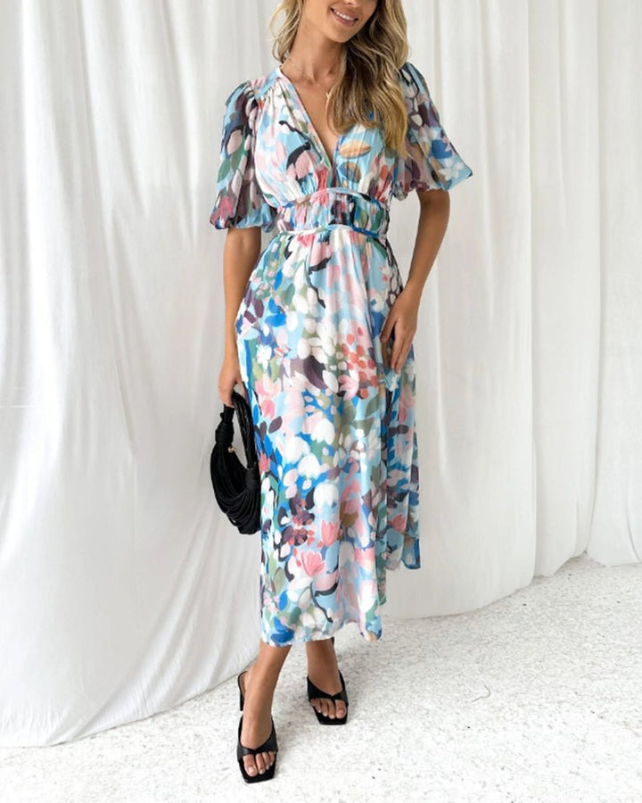 Carolina | Exquisite Floral V-Neck Dress
