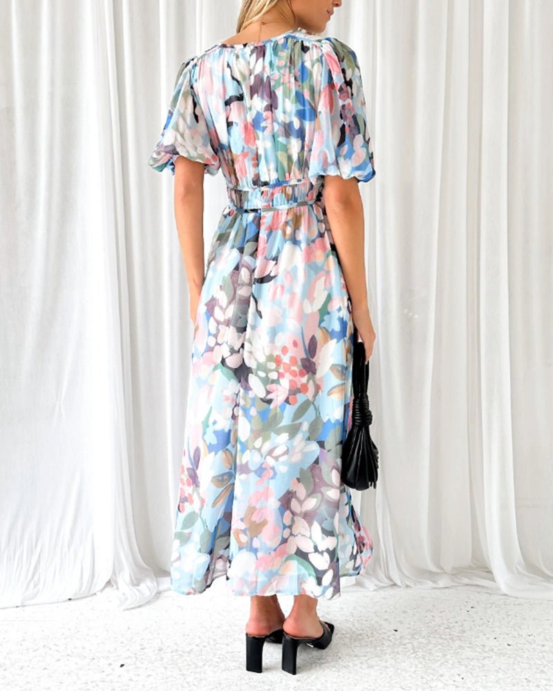 Carolina | Exquisite Floral V-Neck Dress