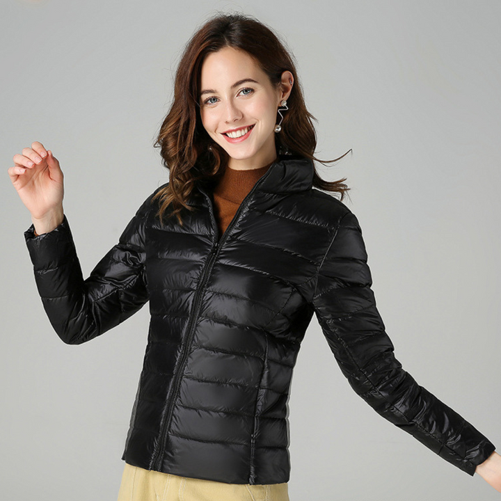 Myra Ultra-Lightdown Jacket with Elegant Pleat Detailing