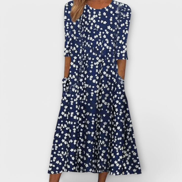 Emberly | Elegant Petal Charm Midi Dress