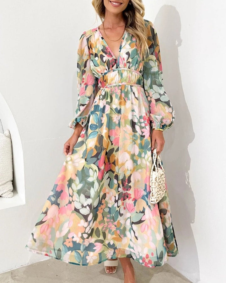 Carolina | Exquisite Floral V-Neck Dress