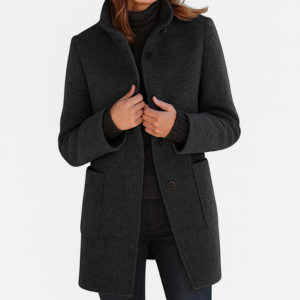 Freya  High Collar Jacket in Wool Blend