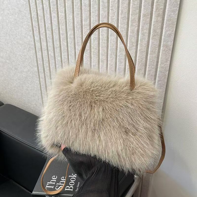 LIZZIE™ - Luxe Faux Fur Mini Handbag with Elegant Grip Handle and Adjustable Shoulder Strap