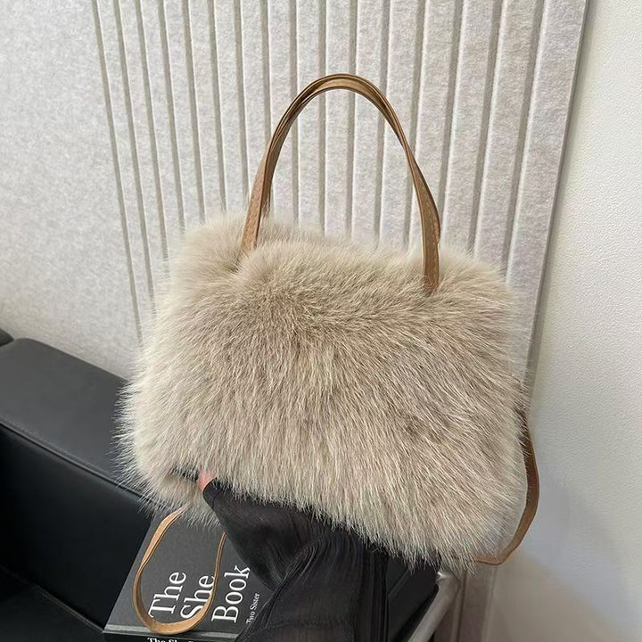 LIZZIE™ - Luxe Faux Fur Mini Handbag with Elegant Grip Handle and Adjustable Shoulder Strap