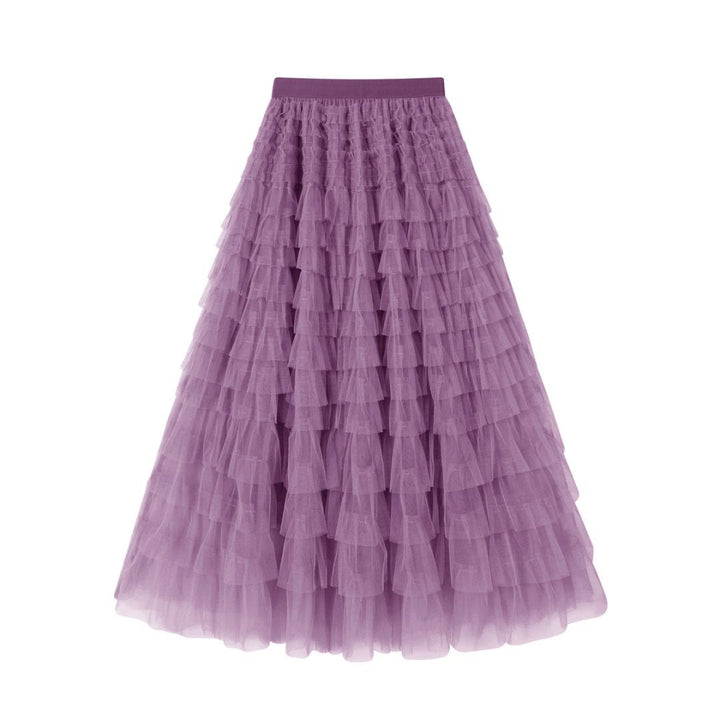 Flowy Layered Mesh Midi Skirt