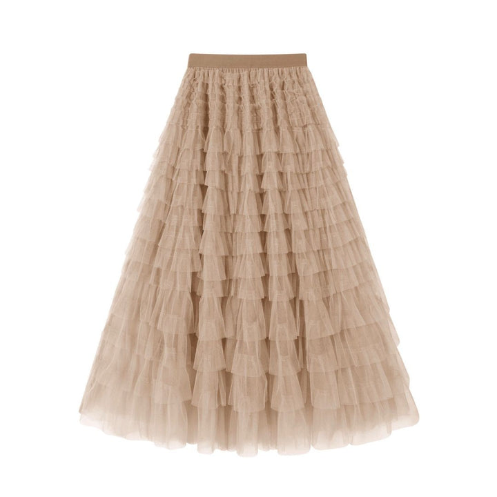 Flowy Layered Mesh Midi Skirt