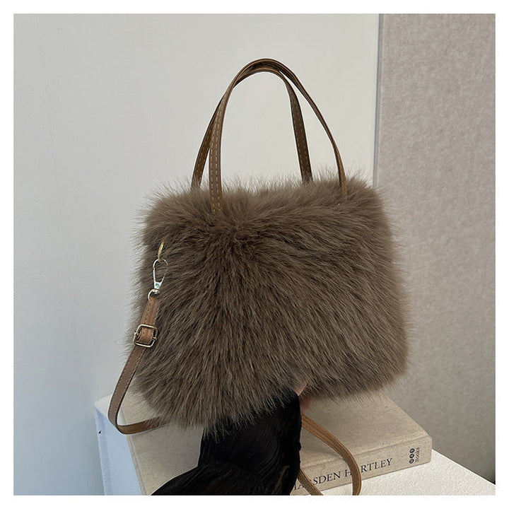LIZZIE™ - Luxe Faux Fur Mini Handbag with Elegant Grip Handle and Adjustable Shoulder Strap