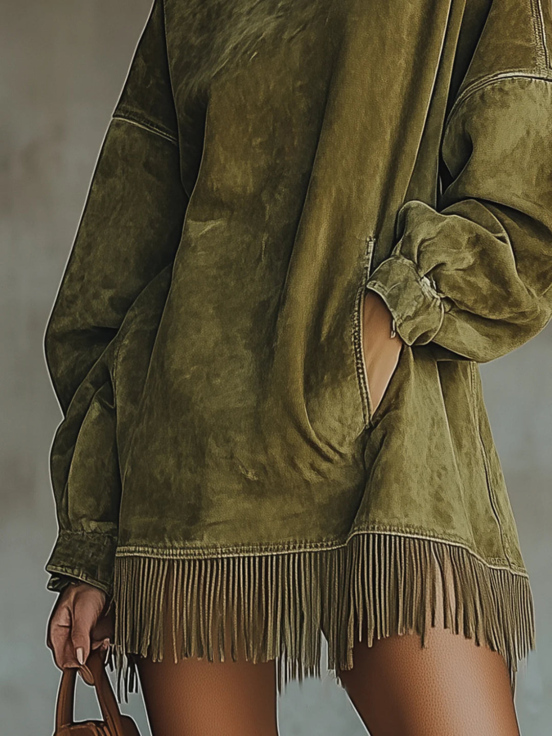 Sabrina Cozy Suede Fringe Dress