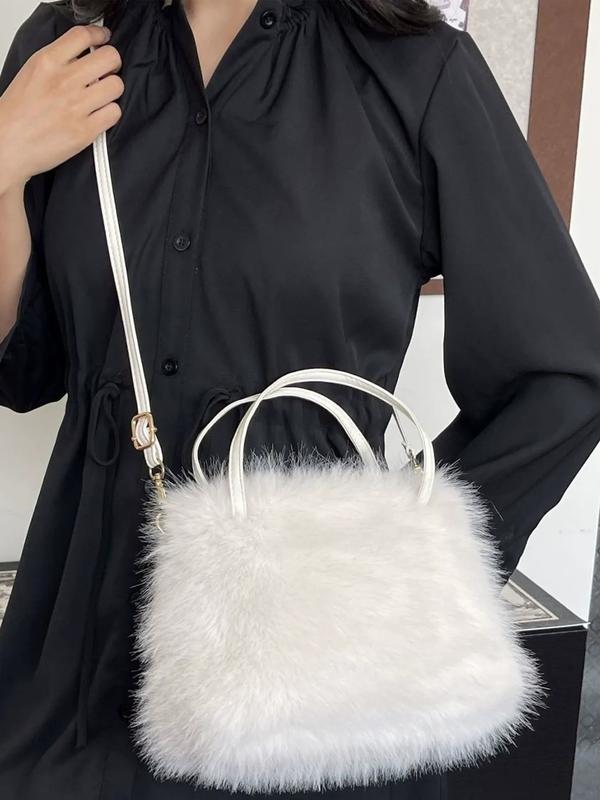 LIZZIE™ - Luxe Faux Fur Mini Handbag with Elegant Grip Handle and Adjustable Shoulder Strap