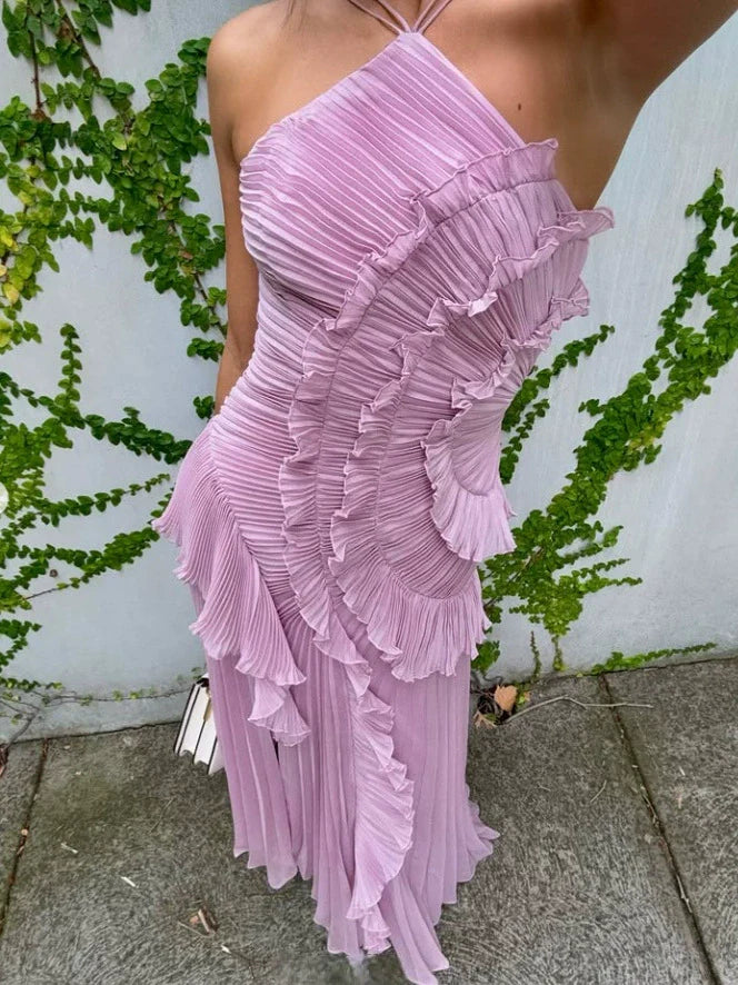 Refined Pleated Chiffon Dress