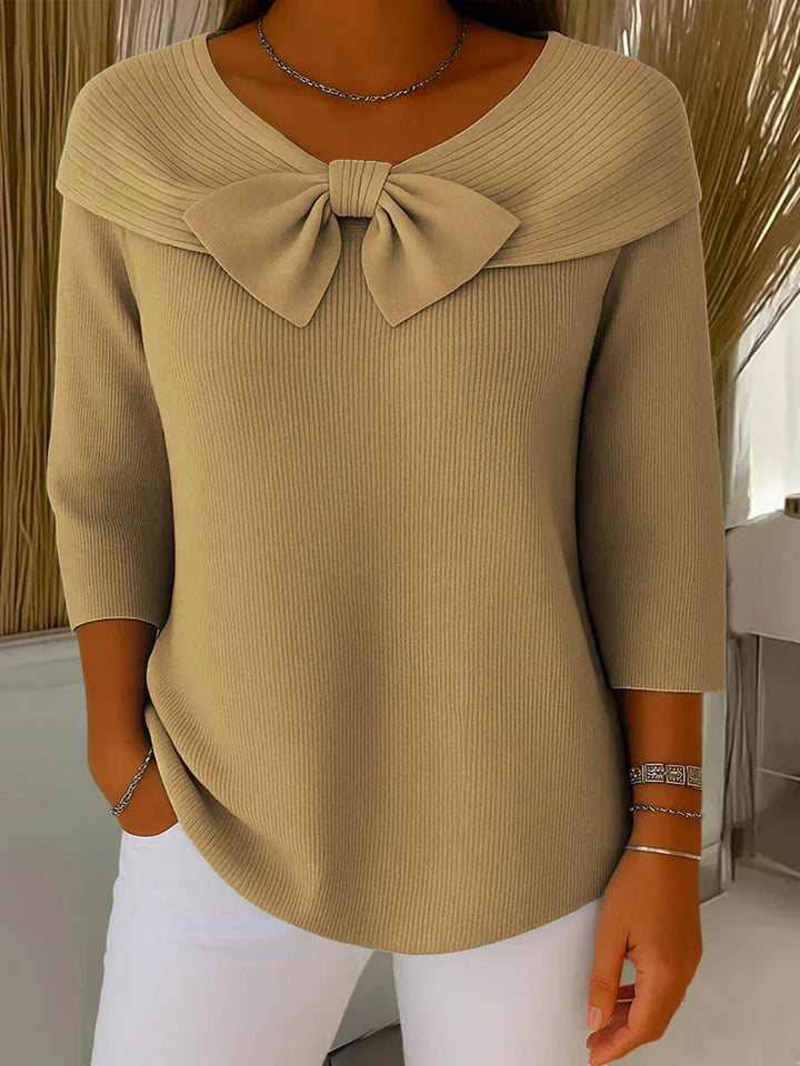 The Lacey- Feminine Bow Knit Pullover