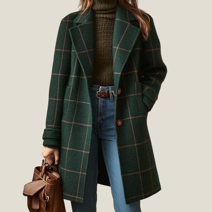 Valerie Checked Wool Coat in Scandinavian Style