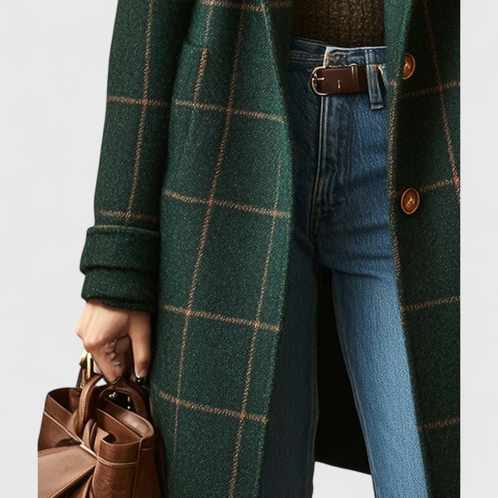 Valerie Checked Wool Coat in Scandinavian Style